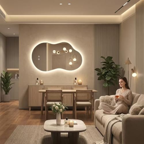 Irregular Bathroom Wall Mirror 24x41 Inch Asymmetrical Mirror - Image 3