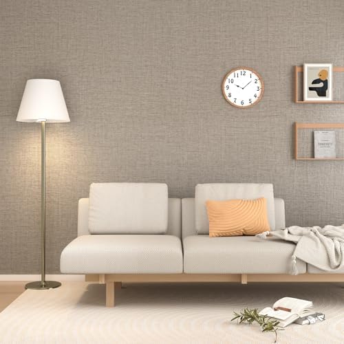 Taupe Grasscloth Peel and Stick Wallpaper Linen Vinyl 15.7"x472" - Image 5