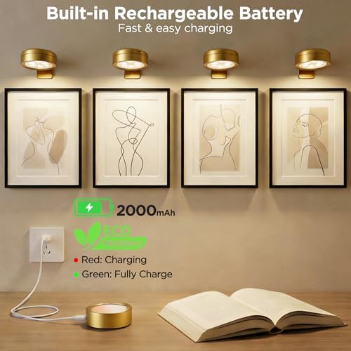 6-Pack Picture Lights for Wall, Rechargeable Cordless Poster Lights - Image 4