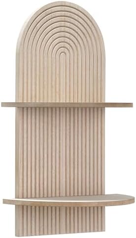 American Art Decor Carved Lunar Ledges 2-Tier Modern Display Arched Wall Shelf by AmericanArtDecor