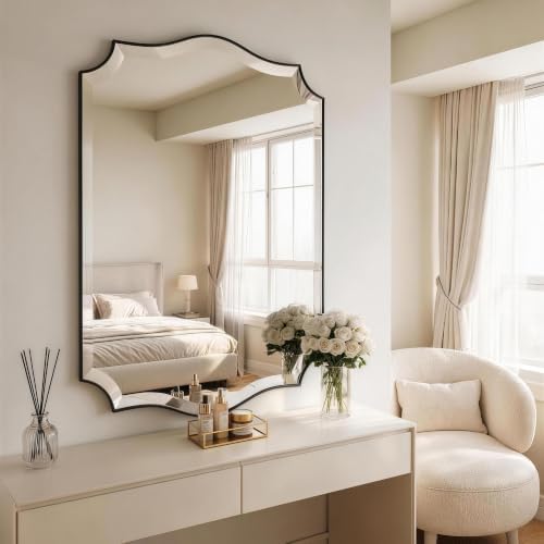 POZINO 40"x28" Premium Scalloped Beveled Bathroom Mirror - Image 5