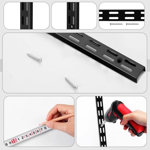 MorningRo 12 Pack 47.5" Dual Track Shelving Rail, Dual Slot Upright - Image 5