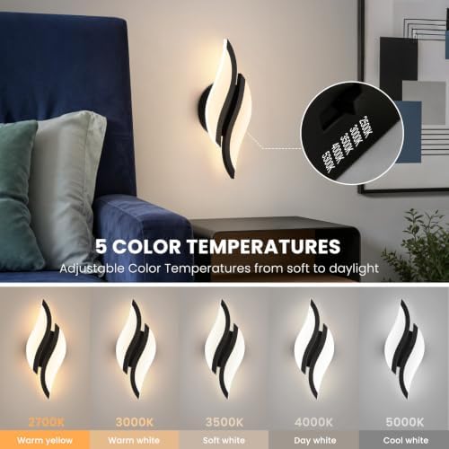 CANEOE Modern LED Wall Sconce Set of 2, 5CCT Dimmable Wall Light - Image 2