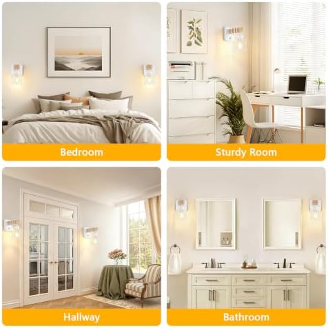 FadimiKoo Wall Sconces Set of Two, Farmhouse Hardwired White Wall Lamps - Image 7