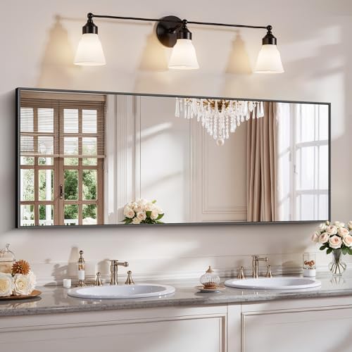 YIROMAN Bathroom Mirror 60"x24", Matte Black Bathroom Mirror by Unknown