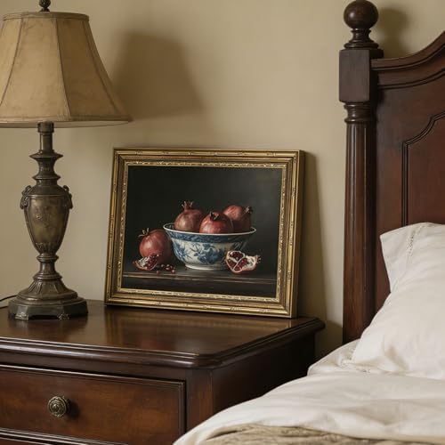 Gold Framed Wall Art Vintage Pomegranate Still Life Wall Art Fall Red Fruit - Image 7