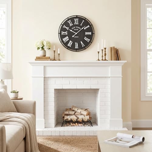 EMAX HOME 20 Inch Large Farmhouse Wall Clock, Rustic Black Distressed Wood - Image 7