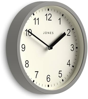 JONES CLOCKS® Spin wall Clock | Small Modern Round Clock | 8" | Gray | Easy to by JONESCLOCKS