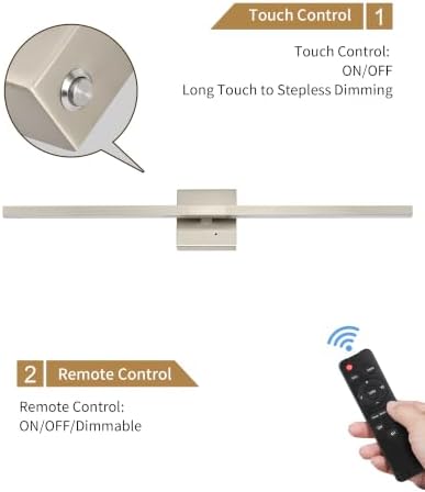 Rayogale Nickel Battery Operated Wall Sconces Set of 2, 24 Inch - Image 6