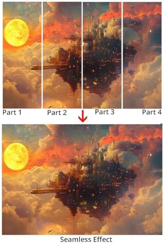 Warm Orange Gold Large Wall Mural Wallpaper Floating City in Clouds Steampunk - Image 5