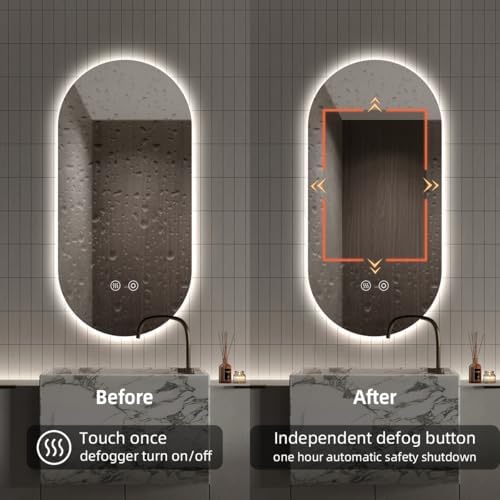 24" W x 40" H Frameless Oval LED Bathroom Mirror - Image 7