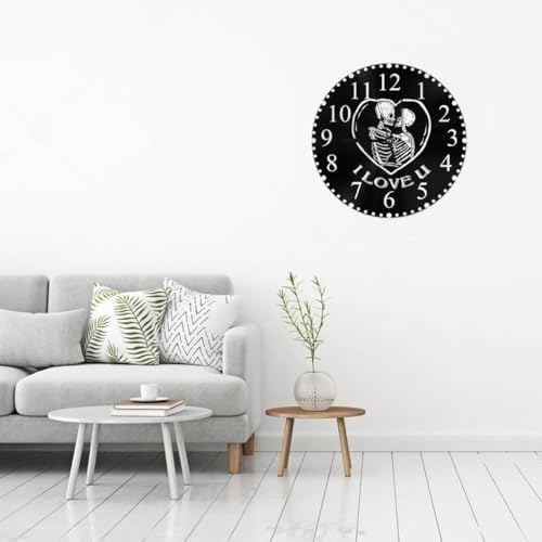 Skull Kiss Wall Clock 10 Inch Battery Operated I Love U Clock Silent - Image 5