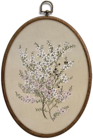 Vintage Floral Oval Wall Art, Small Waterproof Cottagecore Wall Decor by Unknown