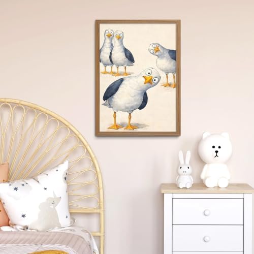 Framed Funny Seagull Wall Art Cute Bird Canvas Print Coastal wall Decor - Image 3