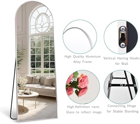 70''x26'' Full Length Mirror, Large Arched Floor Mirror - Image 5