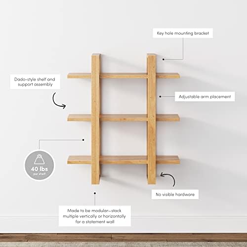 Nathan James Floating Wall Book Shelves, 3-Tier Display Shelf, Decorative - Image 4