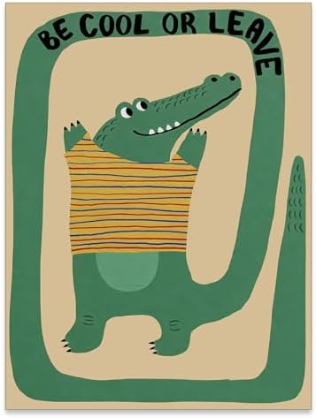 GO-SANTNN Funny Green Crocodile Wall Art Cute Jungle Animal Quotes Be Cool or by Unknown