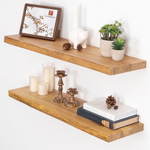 Live Edge Floating Shelves for Wall, Farmhouse Floating Shelf for Living Room by FunMemories