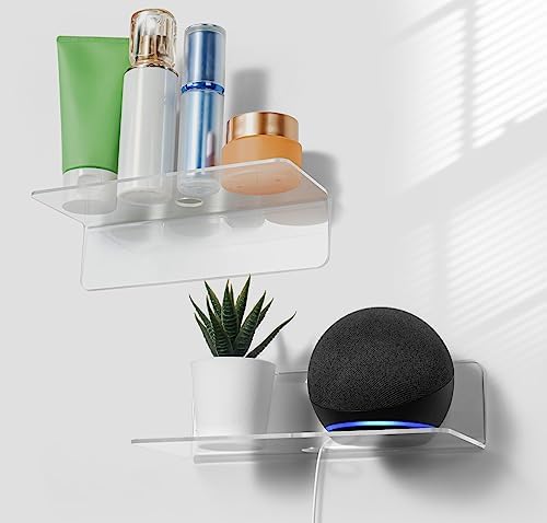 OAPRIRE Acrylic Floating Wall Shelves Clear, No Drill, 9 Inch 2 Pack by OAPRIRE