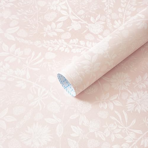 Guvana Pink and White Peel and Stick Wallpaper Floral Wallpaper Slef Adhesive by Guvana
