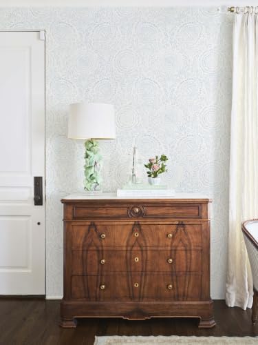 Ismoon Blue Wallpaper Peel and Stick Boho Floral Contact Paper 17.3x393in - Image 4