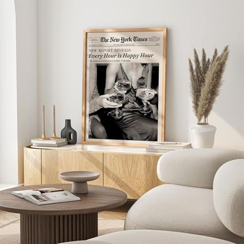 Retro Black and White Newspaper Wall Art 12x16inch Wood Grain Framed Every Hour - Image 5