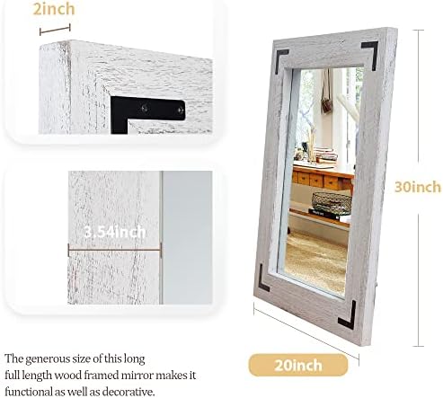 YOSHOOT Rustic Wooden Framed Wall Mirror, Natural Wood Bathroom Vanity Mirror - Image 2