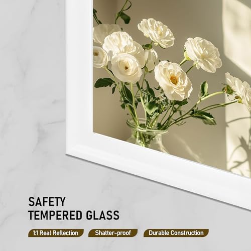 CULER White Bathroom Mirrors for Wall 26 x 40 Inch, Vanity Rustic Mirror - Image 5