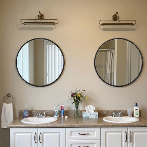 Vintage Round Mirror, 24 Inch Circle Wall Mounted Mirror - Image 3