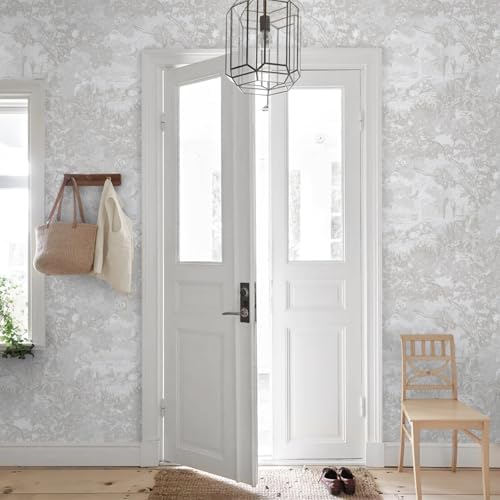 Ismoon Gray Peel and Stick Wallpaper Neutral Wall Paper 17.3in×6.56ft Vintage - Image 5