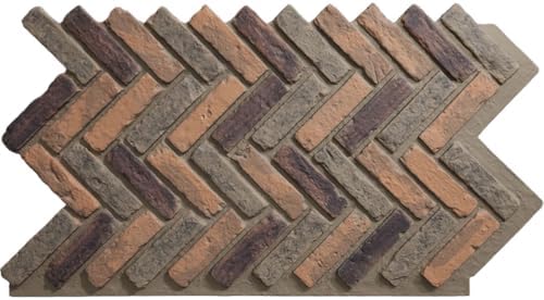 EverStone Herringbone Faux Brick Panel, 46 1/2"W x 25 1/4"H x 1"D, Alamo Color by EkenaMillwork