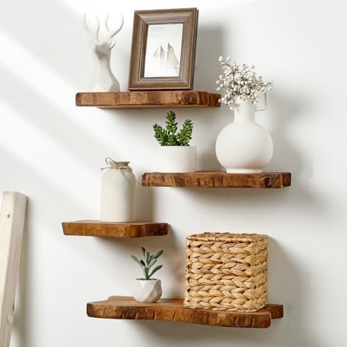 Pinkunn 4 Pcs Solid Live Edge Floating Shelves - Image 2