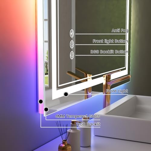 24x28 Inch RGB LED Bathroom Mirror - Image 3