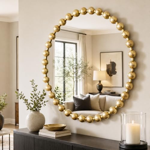 Madison Park 36 inch Gold Round Mirror, Round Mirrors - Image 3