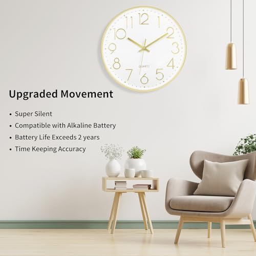 Foxtop Large 14" Wall Clock Silent Battery Operated Analog Clock - Image 3