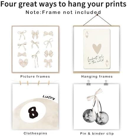 okaxscm Beige Coquette Trendy Preppy Wall Art Prints Set of 4, Coquette Room - Image 2