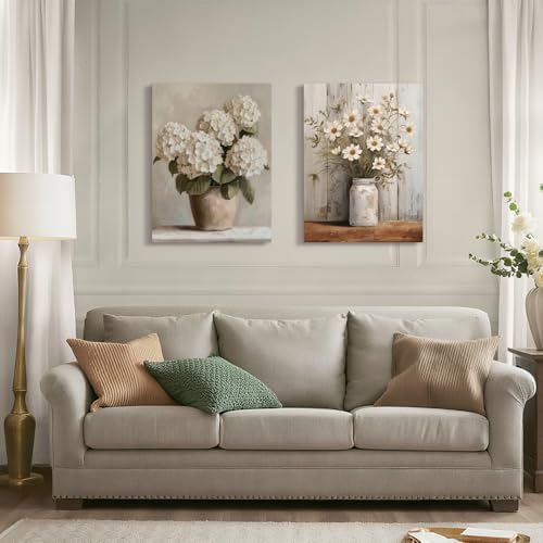 IAFWZX Wood Framed Vintage White Daisy Farmhouse Wall Art 12x16 in - Image 6