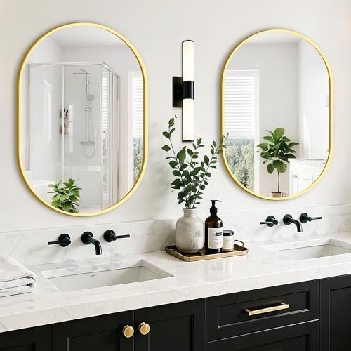 Oval Bathroom Mirror, 2 Pack 20"x30" Gold Vanity Mirror - Image 6