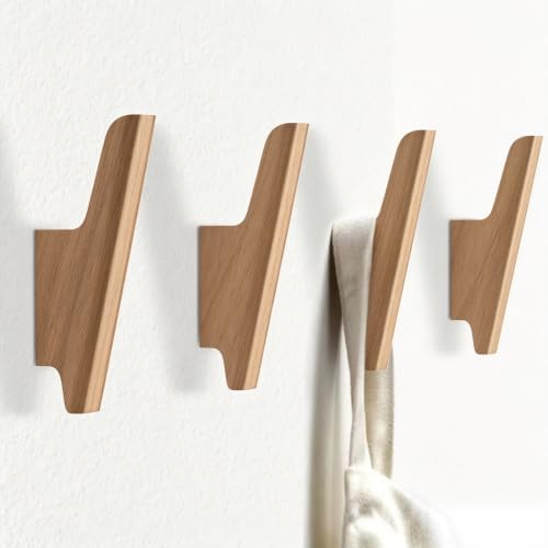Wood Wall Hooks 4 Pack Coat Hooks Wall Mount, Towel Hooks by FCOWK