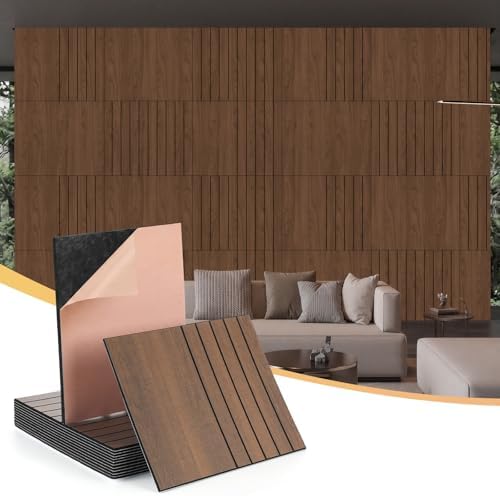 21 Pcs Peel and Stick Wood Slat Wall Panels 3D Fluted by Unknown