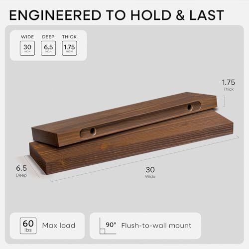 Homeforia 30 Inch Floating Shelves, High-End Solid Pine Wood - Image 2