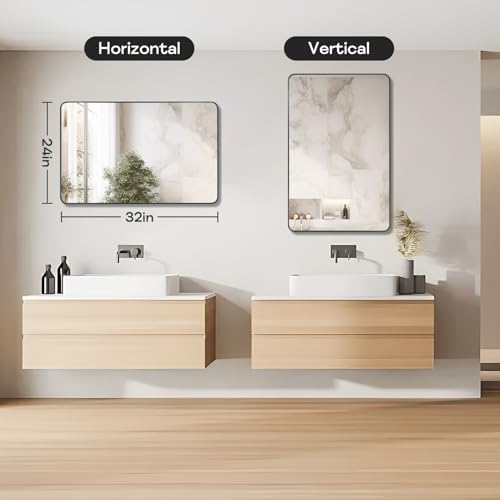 Black Framed Bathroom Mirror, Matte Black - Image 3