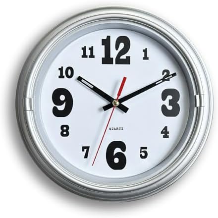 WANGIRO 8" Compact Wall Clock Silent Non-Ticking Battery Powered Silver by WANGIRO