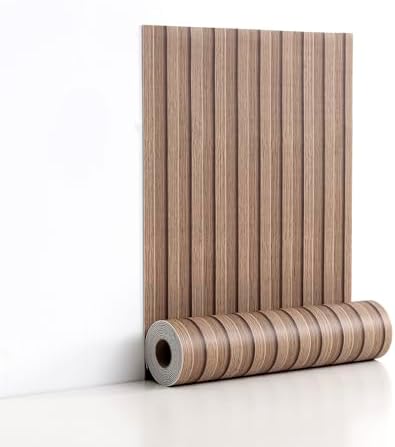 Light Walnut Peel and Stick Slat Wall Panels, Wood Grain Paneling by LVSHI