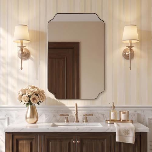 ANDY STAR 20"x30" Champagne Bronze Scalloped Mirror by ANDYSTAR