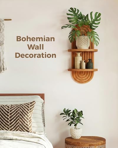 Bamworld Boho Wall Decor Brown Plant Wall Shelf Mid Century Modern Decor - Image 6