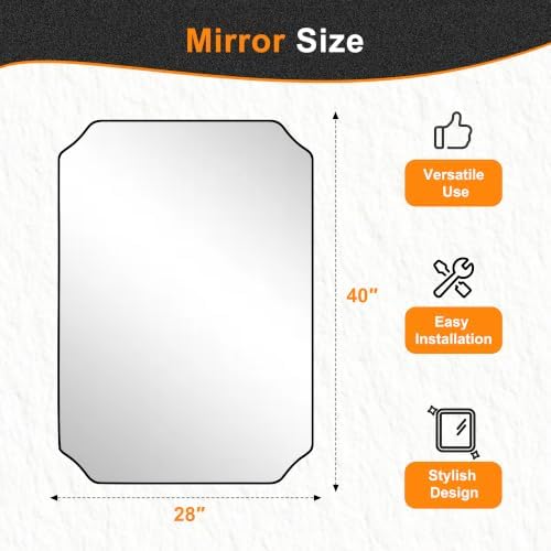 Delma Bathroom Vanity Mirror, Scalloped Round Corner Wall Mirror, - Image 4