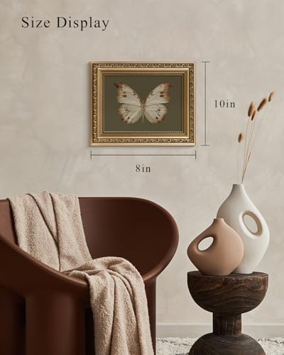 VIYYIEA Gold Framed Butterfly Wall Art Vintage Canvas Painting, 8×10 Inch - Image 6