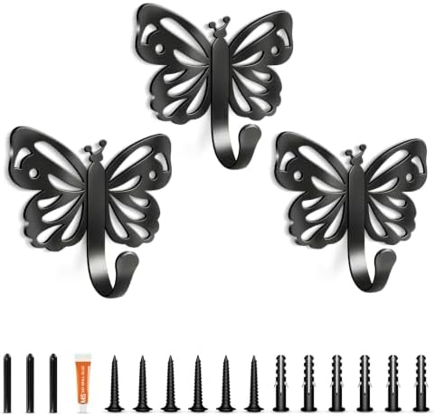 Butterfly Design Metal Hook for Both Screw Mounting and Strong Adhesive by midukit