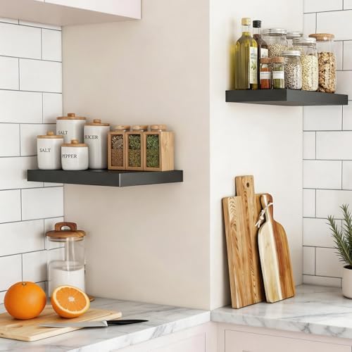 17.5in Black Floating Shelves for Wall, Home Decor - Image 7